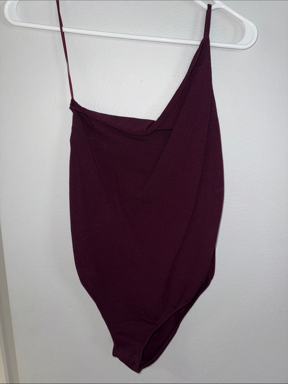 Zara Plum One-Shoulder Knit Bodysuit
